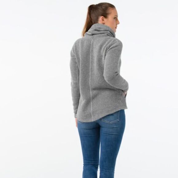 Smartwool Women Hudson Trail Pullover Fleece Mock Neck Cowl Sweater XS gray EUC - Picture 3 of 12